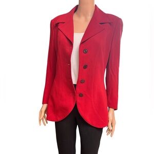 Karl Lagerfeld Newman Marcus Red Women's Button Up Wool Blazer Size 42 (size 10)